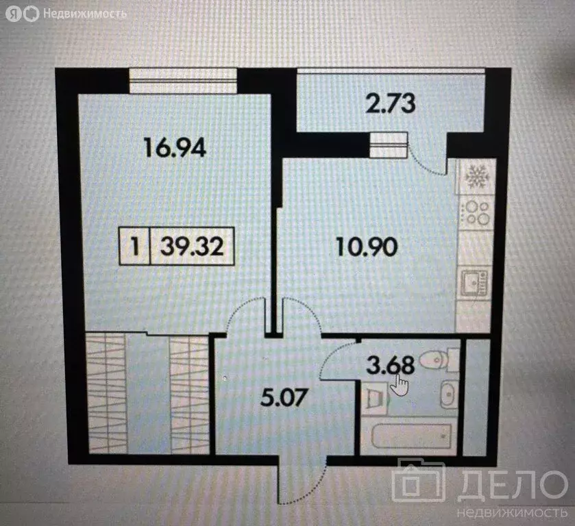 1-комнатная квартира: село Дядьково, Малиновая улица, 5 (36.4 м) - Фото 2