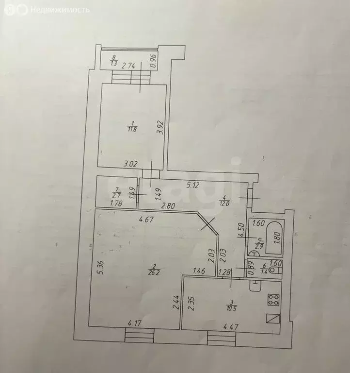 2-комнатная квартира: Казань, улица Тылсым, 15к2 (69 м) - Фото 0