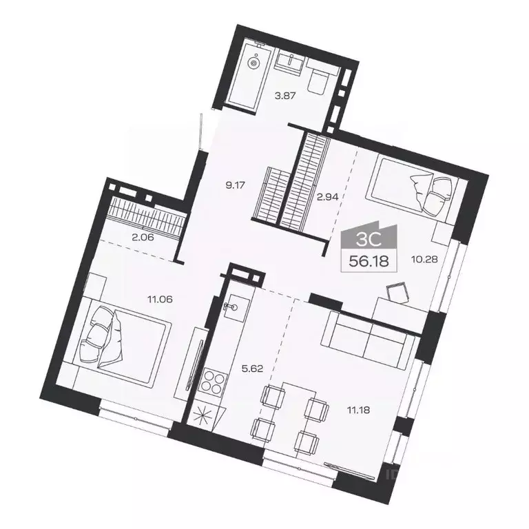 3-к кв. Новосибирская область, Новосибирский район, Краснообск рп ... - Фото 1