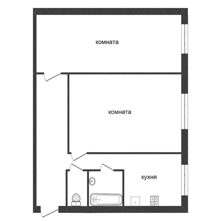 2-комнатная квартира: деревня Кусино, Центральная улица, 2 (42.9 м) - Фото 1
