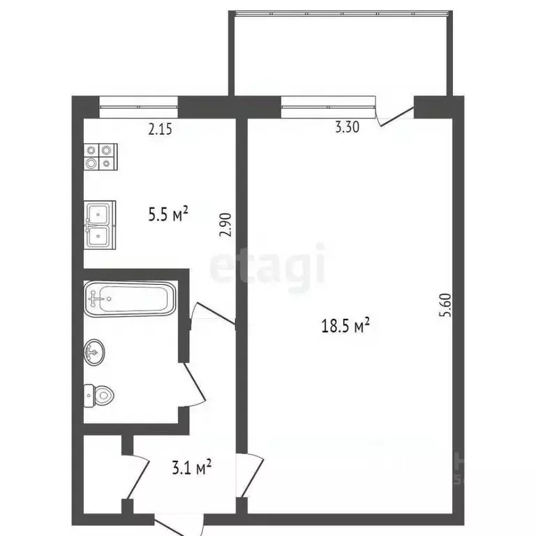 1-к кв. Крым, Симферополь ул. 1-й Конной армии (30.9 м) - Фото 0
