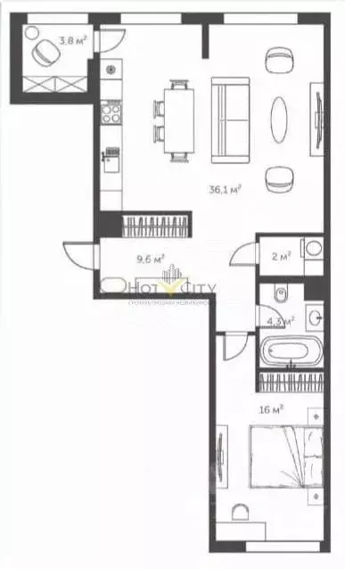 2-к кв. Москва Шелепихинская наб., 40к3 (70.4 м) - Фото 2