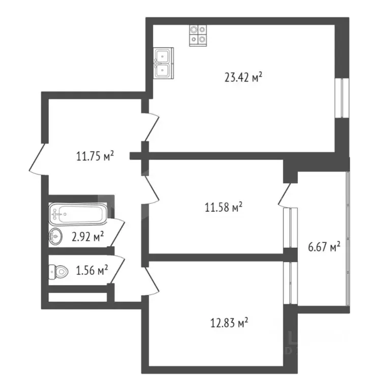 3-к кв. Тюменская область, Тюмень Таврическая ул., 9к5 (64.0 м) - Фото 1