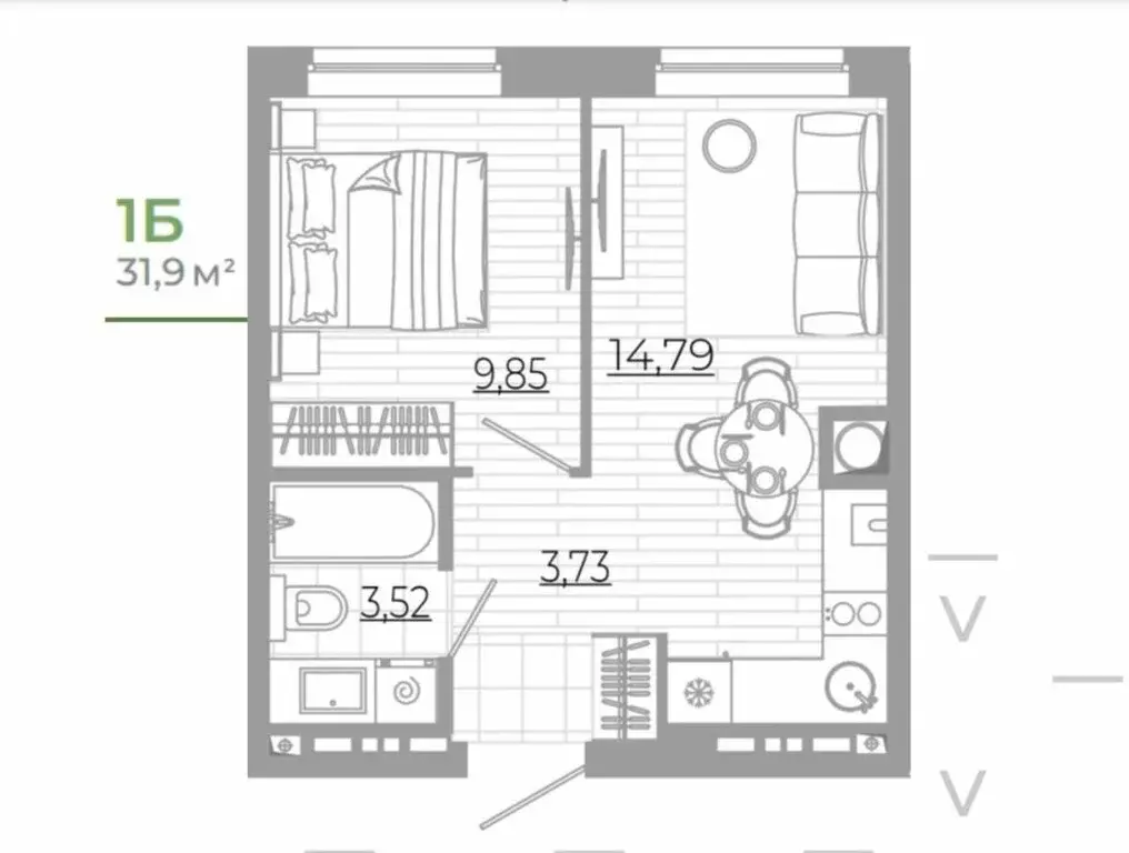 2-комнатная квартира: Астрахань, Боевая улица, 132 (31.9 м) - Фото 1