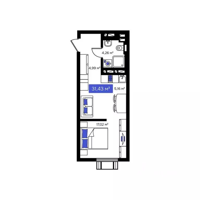 3-к кв. Приморский край, Владивосток Визионер жилой комплекс (69.63 м) - Фото 1