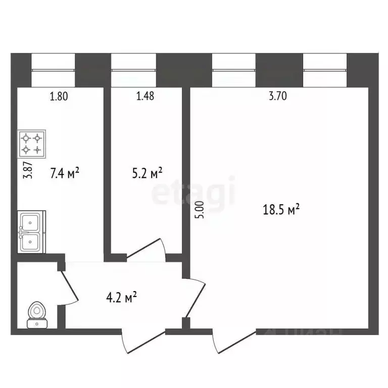 2-к кв. Калужская область, Калуга ул. Дзержинского, 56 (36.2 м) - Фото 2