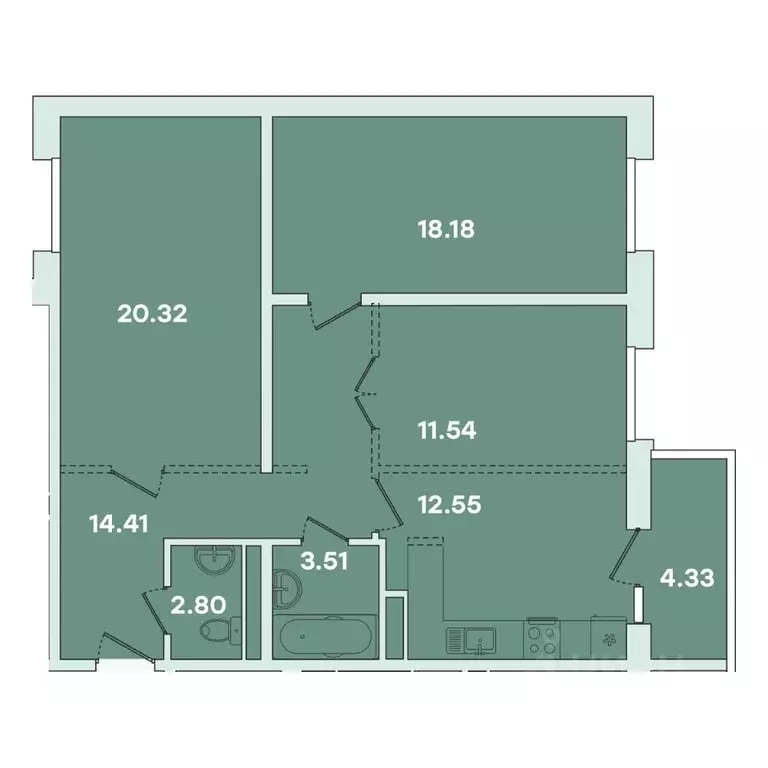 3-к кв. Иркутская область, Иркутск ул. Петрова, 18 (87.62 м) - Фото 0