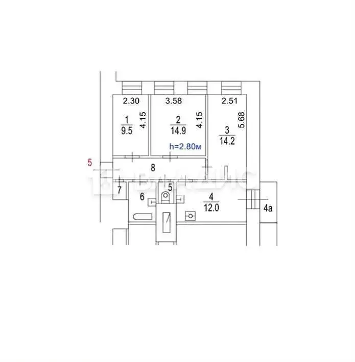 3-комнатная квартира: Москва, улица Малая Полянка, 10 (66.2 м) - Фото 0