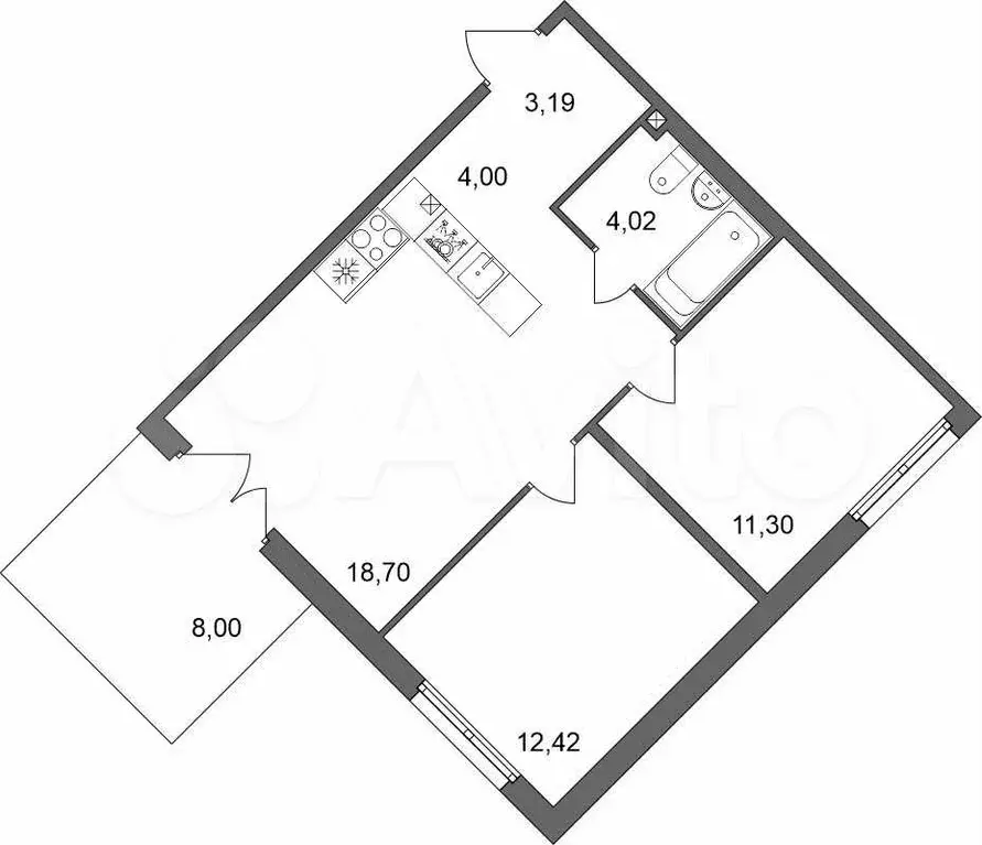 2-к. квартира, 56 м, 1/5 эт. - Фото 0