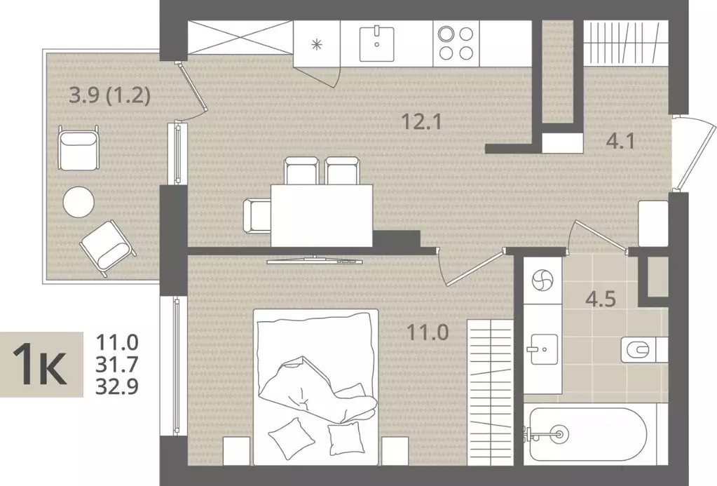 1-к кв. Калининградская область, Пионерский пос. Рыбное, Мо ре жилой ... - Фото 1