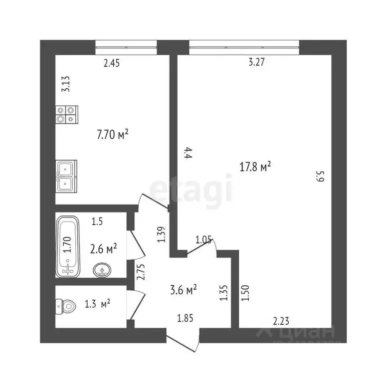 1-к кв. Мордовия, Саранск Республиканская ул., 3 (33.0 м) - Фото 1