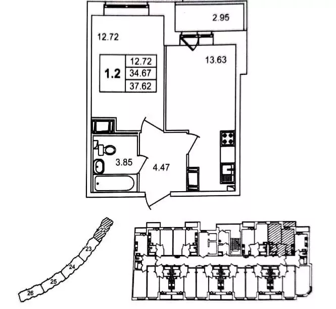 1-к кв. Ленинградская область, Мурино Всеволожский район, ул. Шоссе в ... - Фото 2