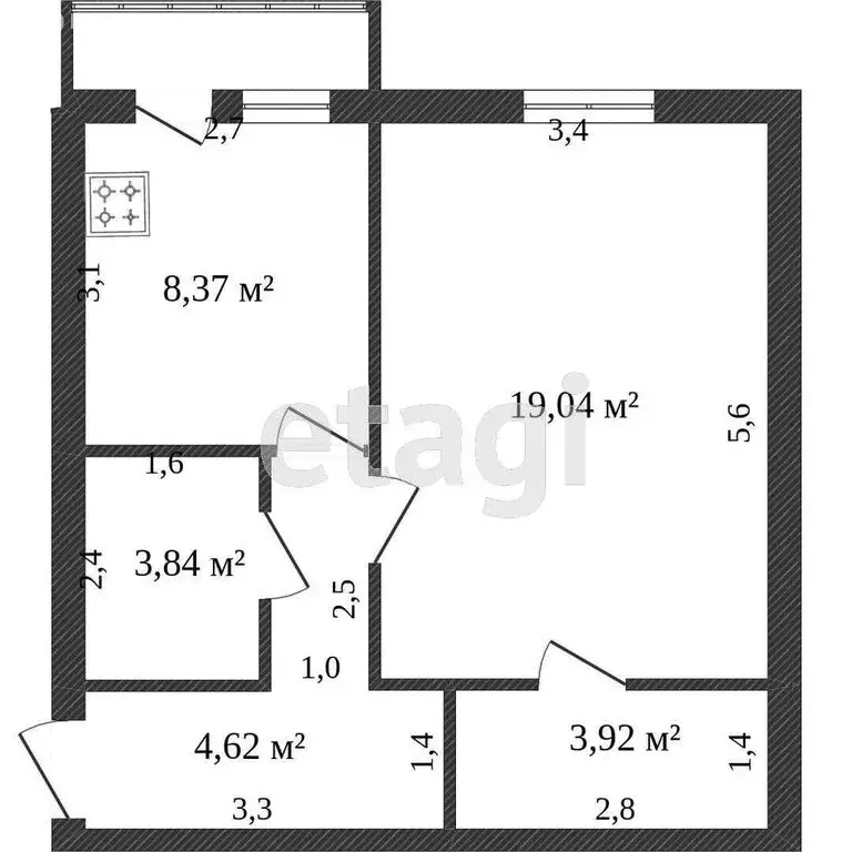 1-комнатная квартира: Ишим, улица Чайковского, 26 (36 м) - Фото 0