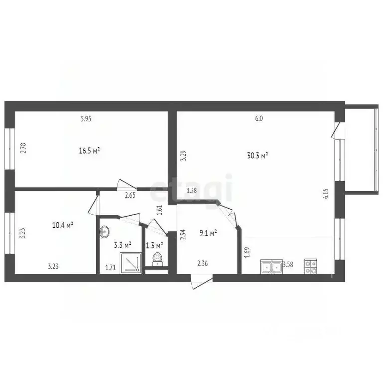 3-к кв. Ямало-Ненецкий АО, Новый Уренгой Советский мкр, 2к2 (70.9 м) - Фото 2