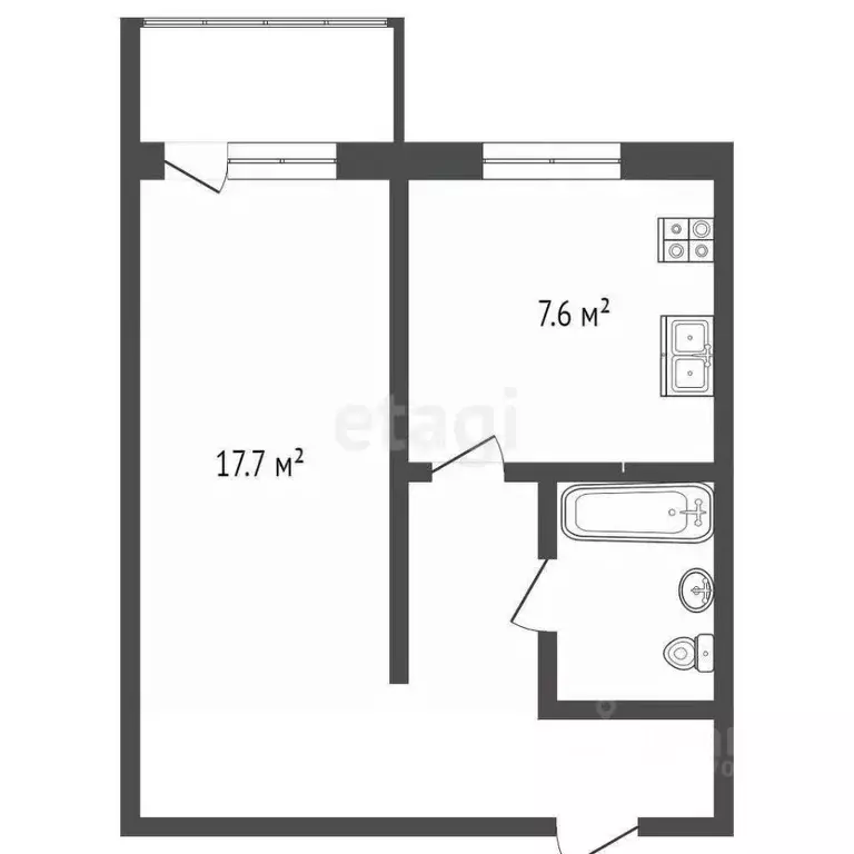 1-к кв. Ямало-Ненецкий АО, Муравленко ул. Ленина, 105 (34.3 м) - Фото 1