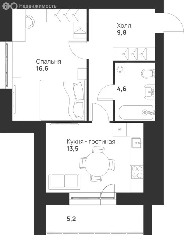 1-комнатная квартира: Тула, улица Героев России, 2 (49.7 м) - Фото 1