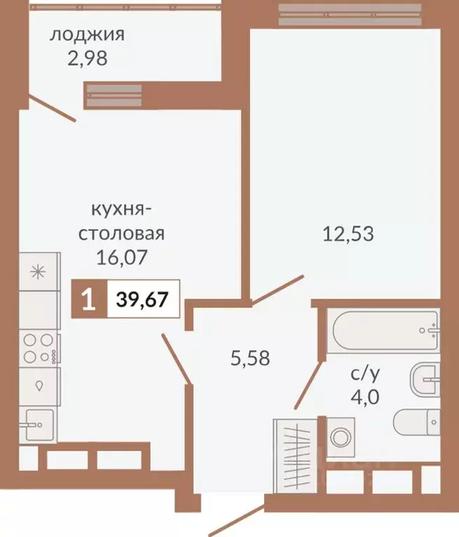 1-к кв. Свердловская область, Екатеринбург пер. Старателей (39.67 м) - Фото 0