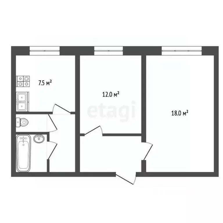 2-к кв. Архангельская область, Архангельск ул. Тимме, 21к1 (42.5 м) - Фото 1