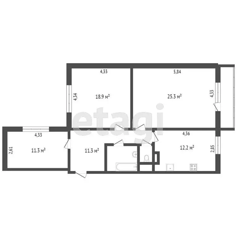3-комнатная квартира: Омск, улица 7-я Линия, 190 (82.3 м) - Фото 0