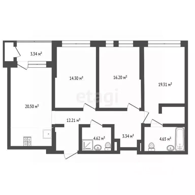 3-к кв. Тюменская область, Тюмень ул. 50 лет Октября, 63Г (100.0 м) - Фото 2