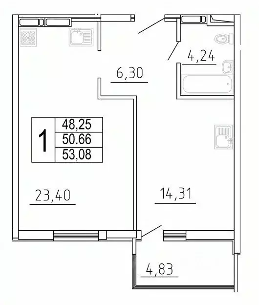 1-к кв. Самарская область, Самара ул. Дыбенко, 5 (53.14 м) - Фото 0