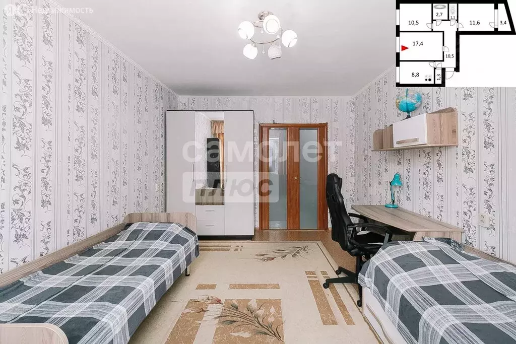 3-комнатная квартира: Новосибирск, улица Кочубея, 9 (63.9 м) - Фото 1