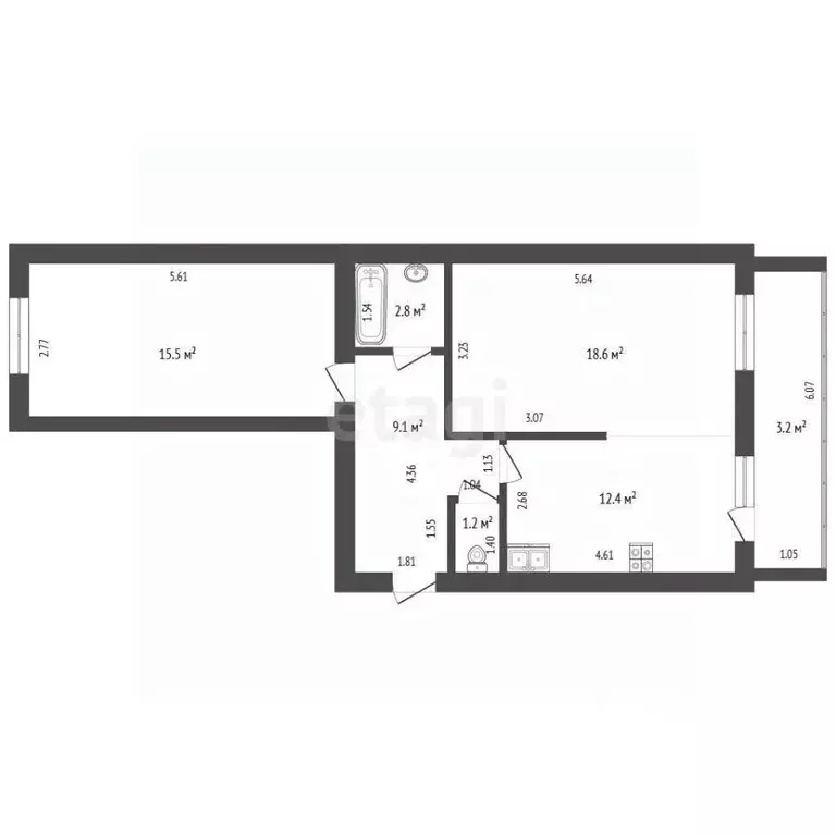 2-к кв. Забайкальский край, Чита ул. Бутина, 115к2 (60.0 м) - Фото 2