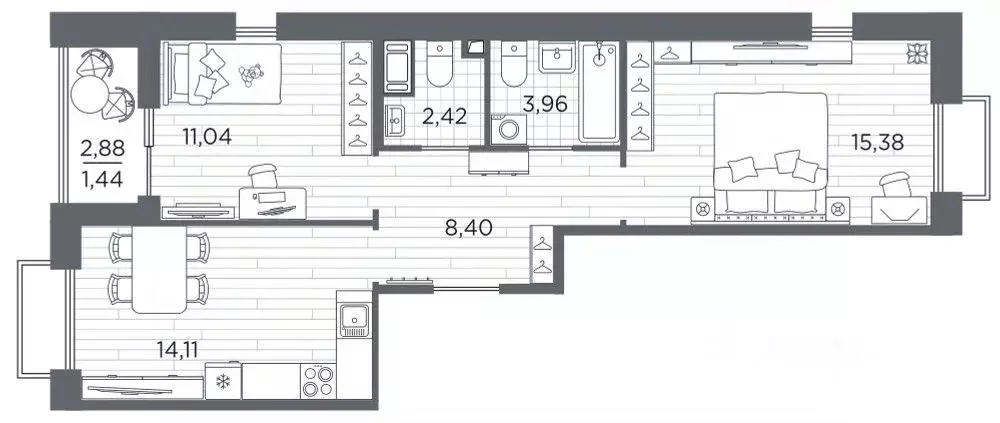 2-к кв. Санкт-Петербург Полюстровский просп., 87 (56.75 м) - Фото 1
