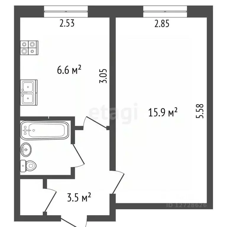 1-к кв. Калужская область, Калуга ул. Максима Горького, 96 (30.0 м) - Фото 2