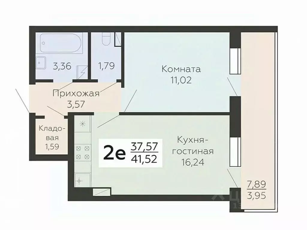 2-к кв. Воронежская область, Воронеж Ленинградская ул., 118А (41.52 м) - Фото 0