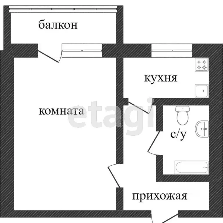 1-к кв. Белгородская область, Белгород Преображенская ул., 63б (33.0 ... - Фото 1