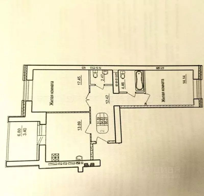 2-к кв. Татарстан, Казань ул. Салиха Батыева, 21 (68.5 м) - Фото 1