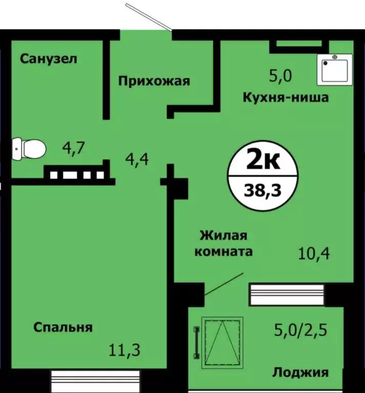 2-комнатная квартира: Красноярск, улица Лесников, 51 (38.3 м) - Фото 1