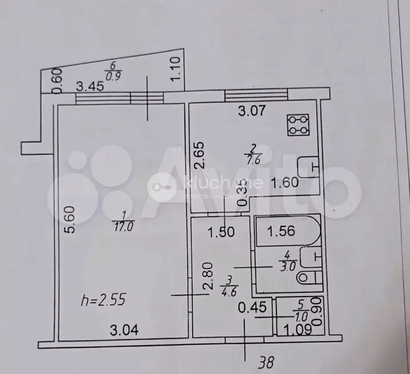 1-к. квартира, 33,9 м, 2/5 эт. - Фото 0
