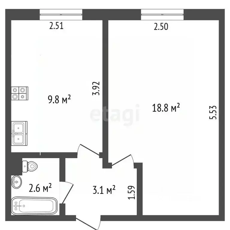 1-к кв. Москва, Москва, Троицк В мкр, 33 (34.3 м) - Фото 2