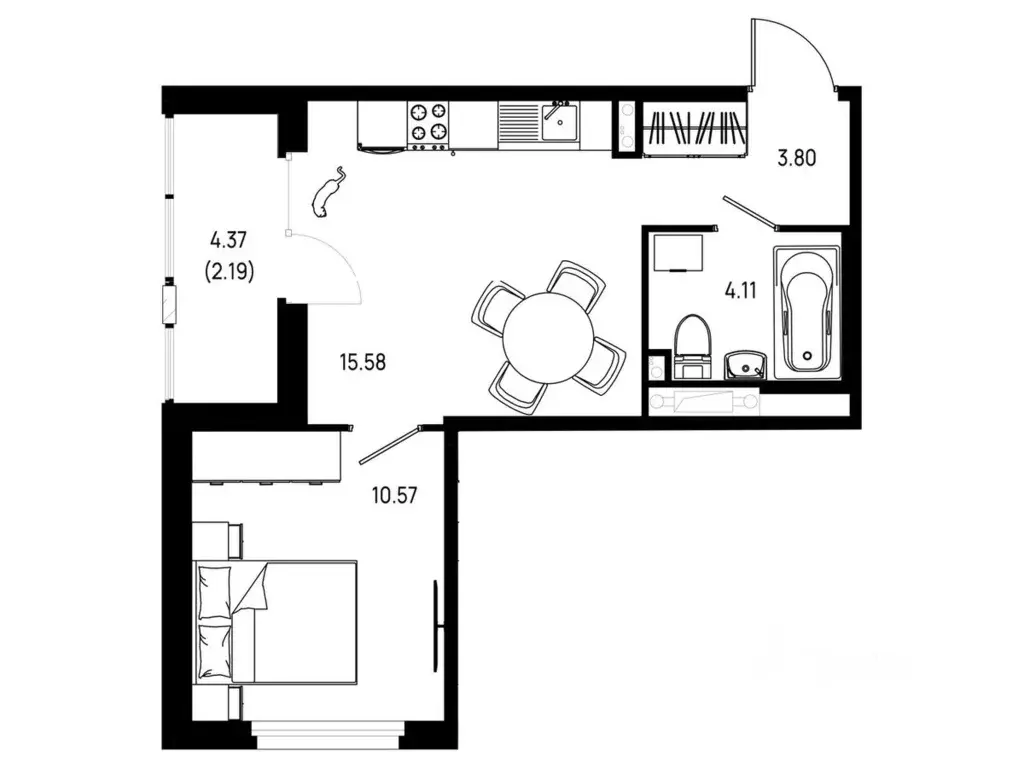 1-к кв. Ленинградская область, Всеволожский район, Свердловское ... - Фото 1
