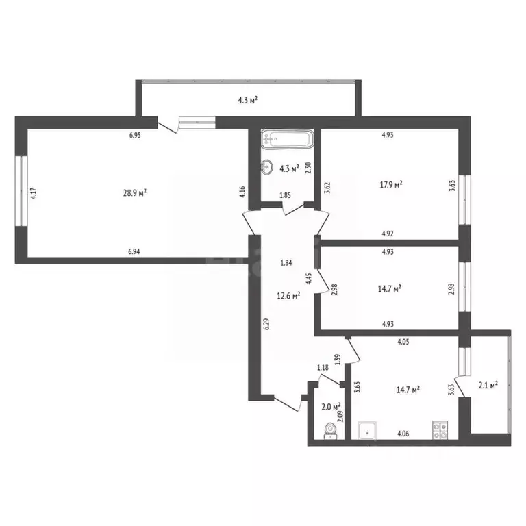 3-к кв. Мордовия, Саранск Мордовская ул., 35К195 (95.1 м) - Фото 2