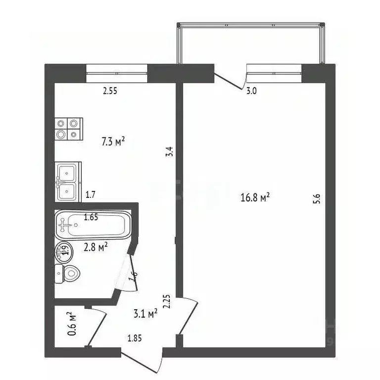 1-к кв. Кемеровская область, Березовский Комсомольский бул., 10 (30.3 ... - Фото 2