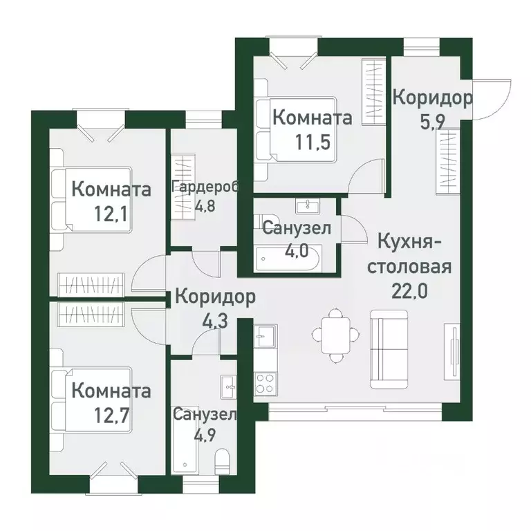 3-к кв. Челябинская область, Челябинский городской округ, пос. ... - Фото 1