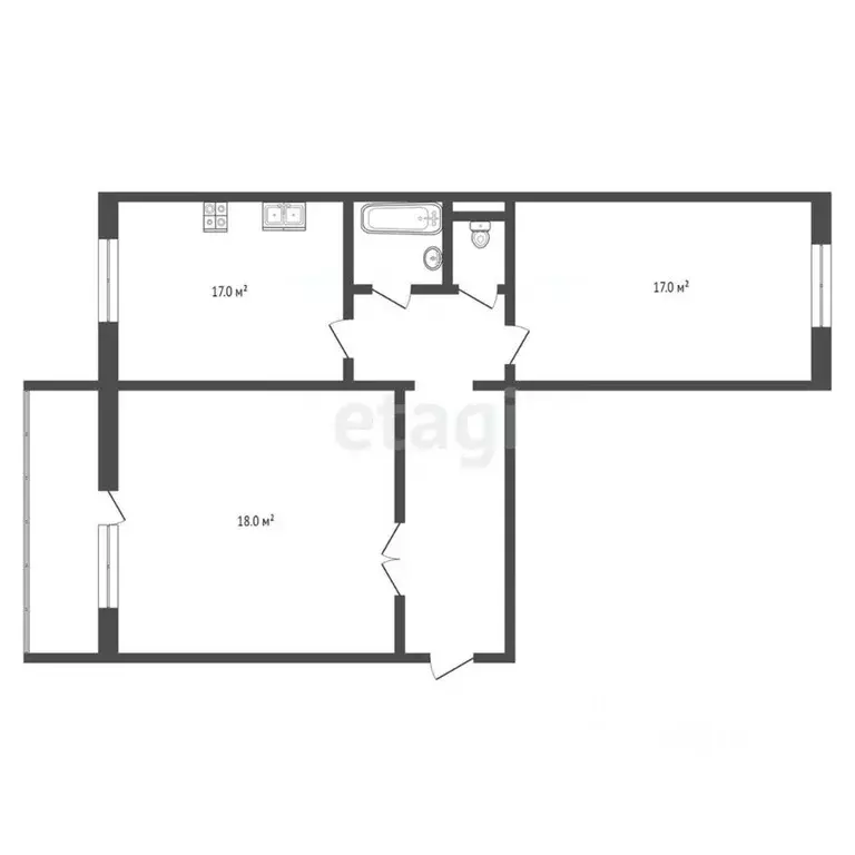 2-к кв. Челябинская область, Челябинск Звенигородская ул., 68 (65.3 м) - Фото 2
