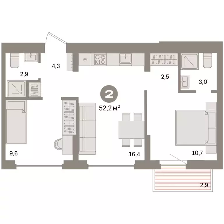 2-комнатная квартира: Екатеринбург, жилой район Сортировочный, ... - Фото 1