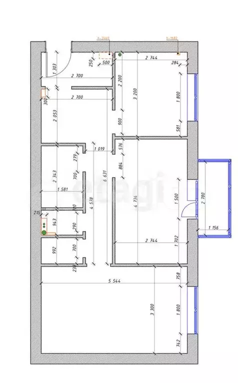 2-к. квартира, 60,4 м, 2/3 эт. - Фото 0