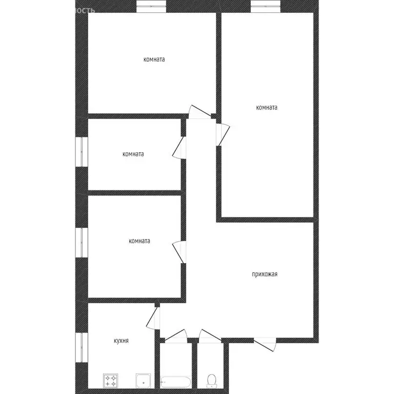 4-комнатная квартира: Казань, проспект Победы, 222 (102 м) - Фото 1