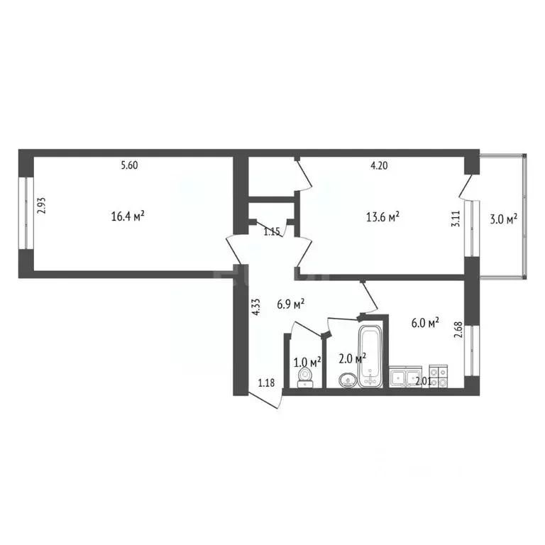 2-к кв. Крым, Евпатория ул. Демышева, 160 (47.6 м) - Фото 2