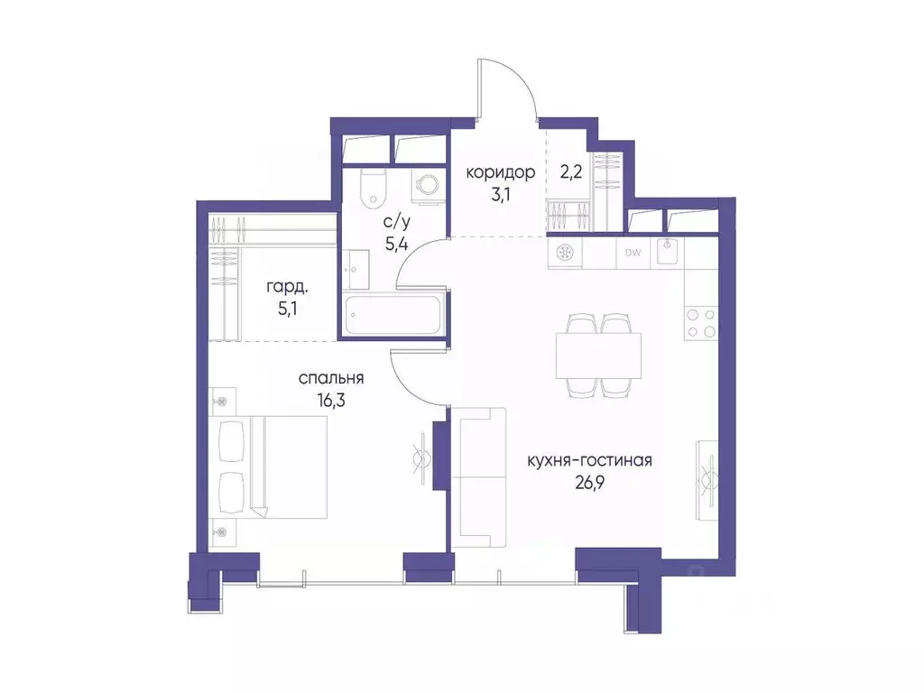 1-к кв. Москва Начало жилой комплекс (59.0 м) - Фото 1