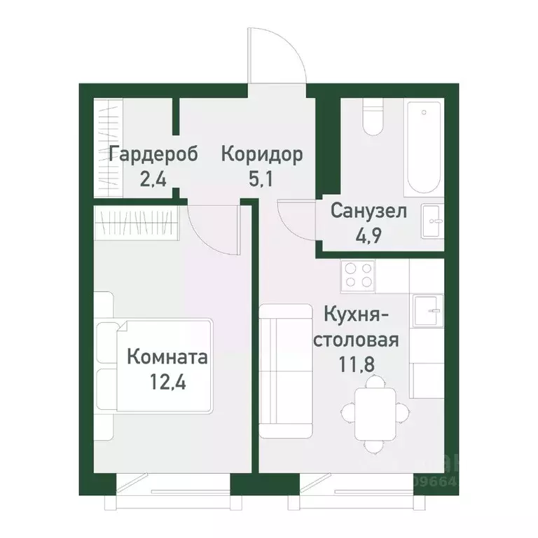 1-к кв. Челябинская область, Челябинский городской округ, пос. ... - Фото 1