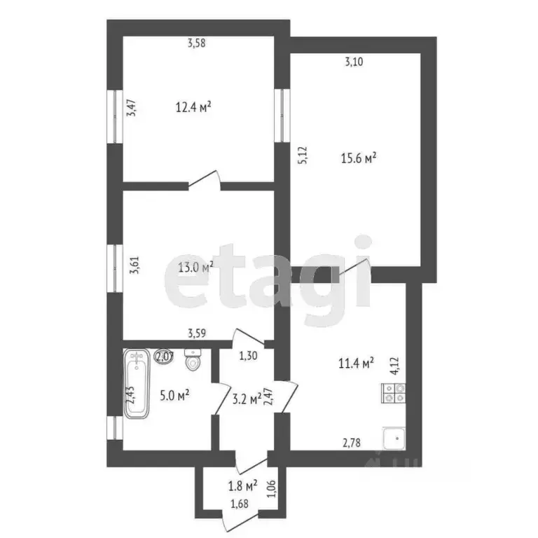 3-к кв. Крым, Саки ул. Кузнецова (62.4 м) - Фото 1