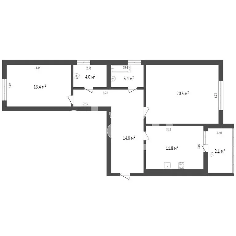 2-комнатная квартира: Калининград, Уральская улица, 20 (67.9 м) - Фото 0