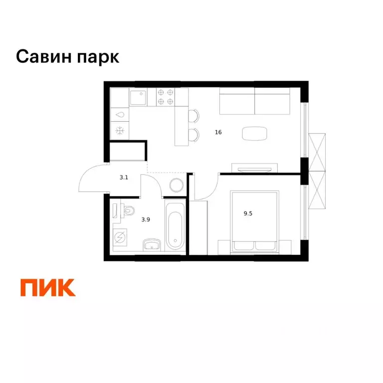 1-к кв. Нижегородская область, Нижний Новгород д. Утечино, Савин Парк ... - Фото 1