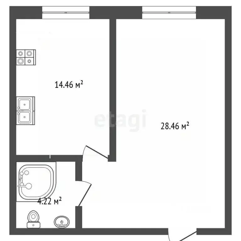 1-к кв. Омская область, Омск ул. Яковлева, 15 (47.4 м) - Фото 1